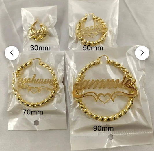 Custom Name Twist Hoop Earrings
