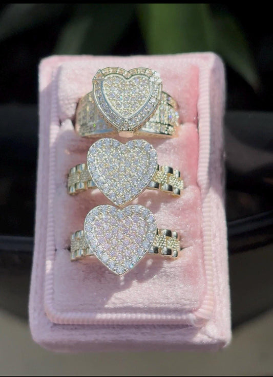 (3) Diamond Heart Rings