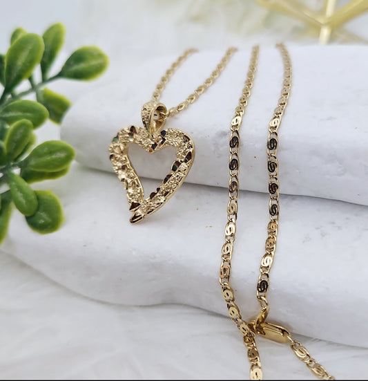 Heart Necklace Gold Nugget