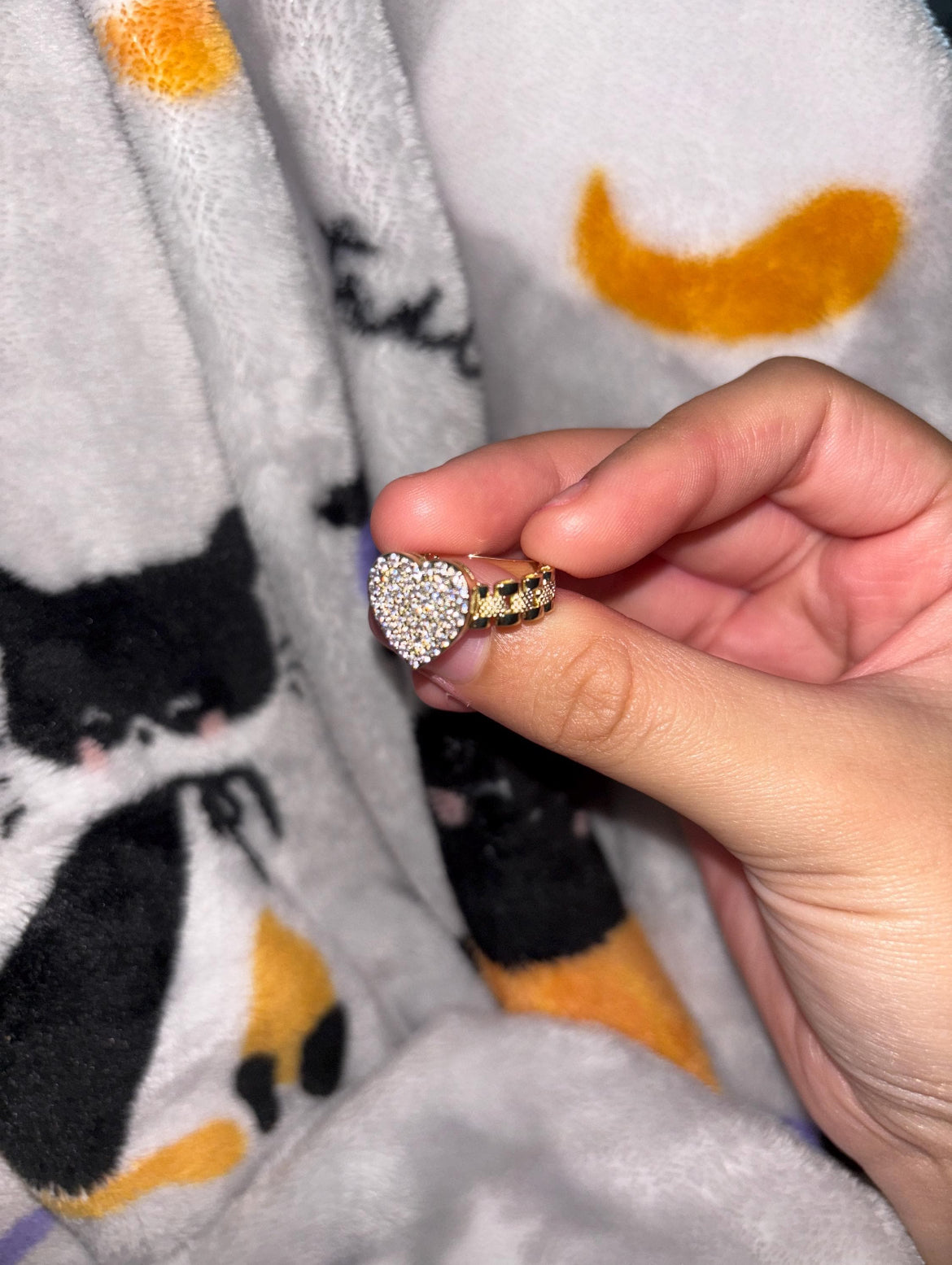 Icy Diamond Gold Plated Heart Ring