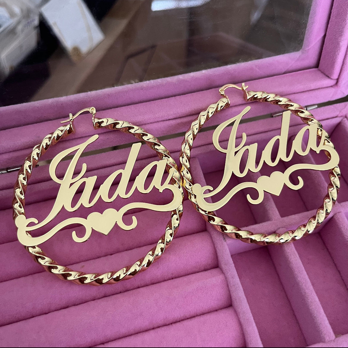Custom Name Twist Hoop Earrings