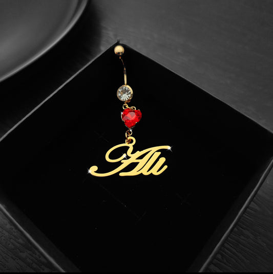 Custom Name Belly Ring Pick Your BirthStone Color
